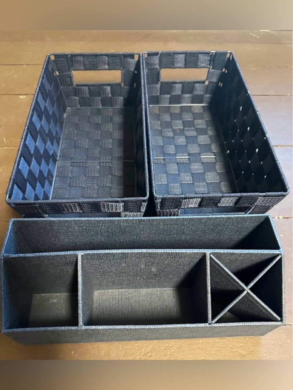 Navy Blue Woven Desk Organizer Set - Home Storage & Organization